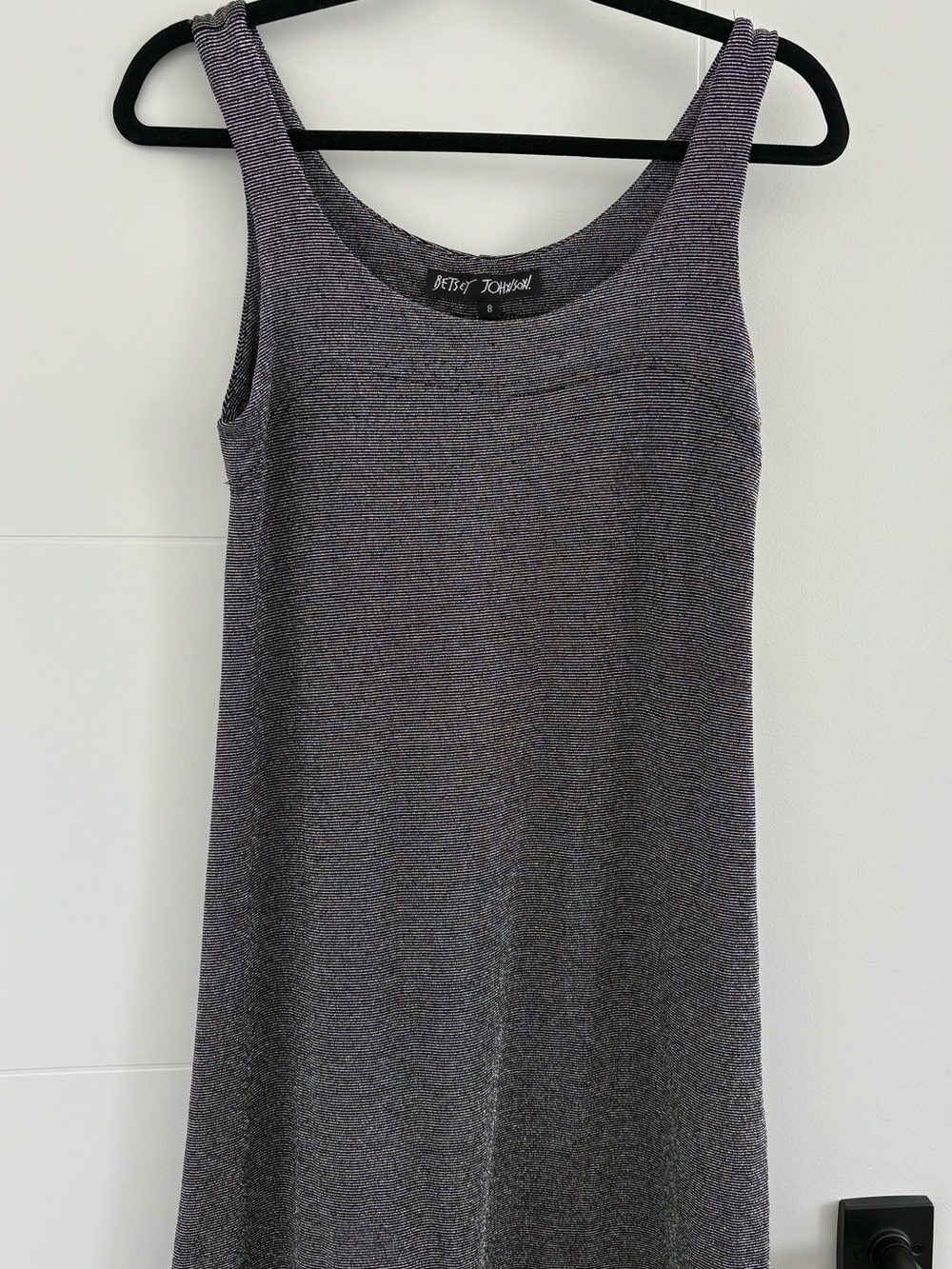 Betsey Johnson Y2K Black Metallic Micro-Stripe Scoop Dress
